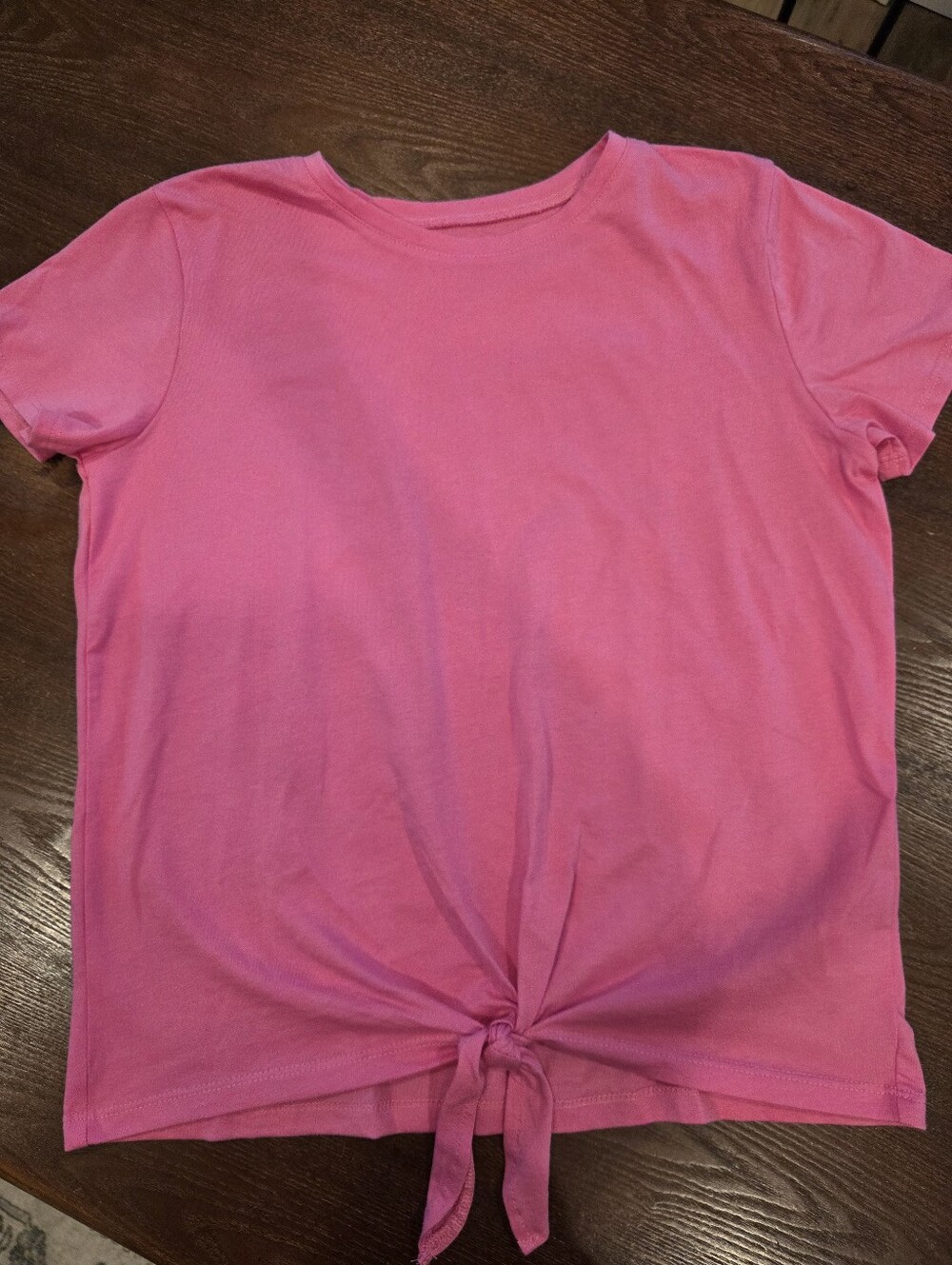 The Children's Place Girls XXL 16 Tie Front Solid Pink Short Sleeve Tee
